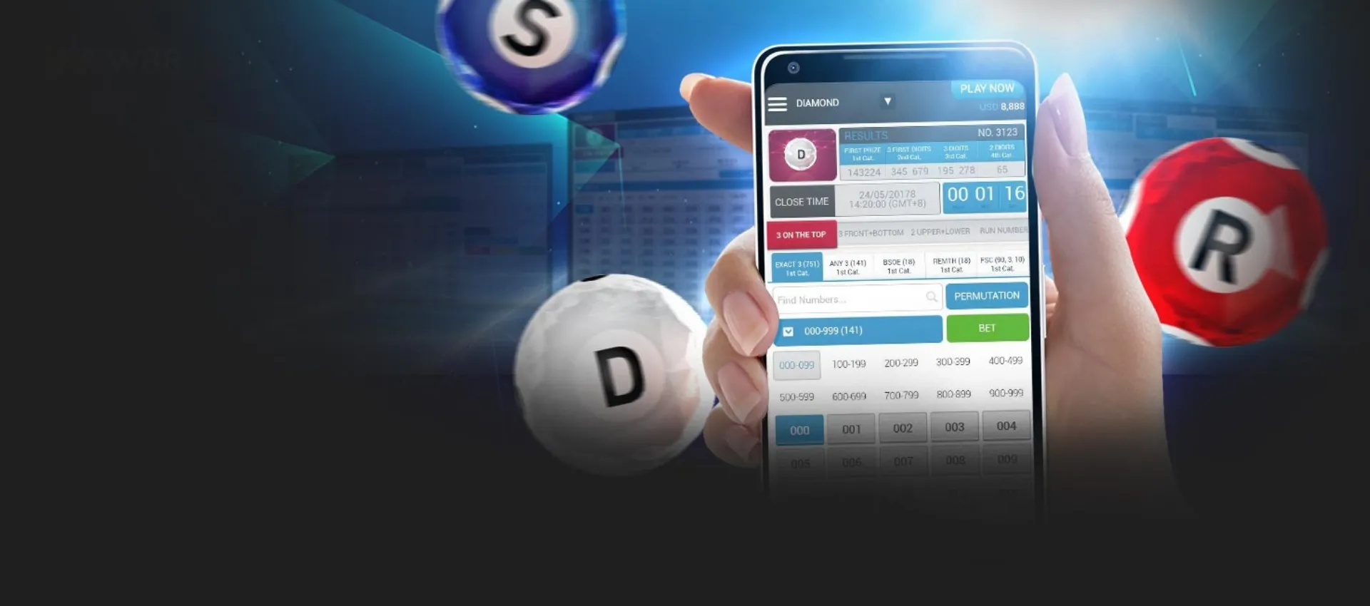 Xổ số – Keno may mắn W88 background